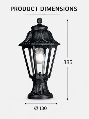 Image of Fumagalli Mikrolot Anna, Black Body Clear Diffuser| E27 Post Top| Shockproof| UV Stabilized| Antirust & Anti Corrosive| Modular Design| Long-Life| IP55