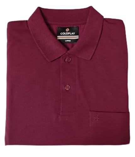 Image of COLDPLAY Men's Cotton Blend Solid Polo T-Shirt | Men's Half Sleeve Polo T-Shirt
