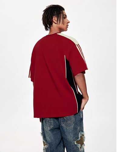 Vamtac Oversized T Shirt Classic Vintage 90s Contrast Color Graphic Tees Streetwear Racing Speedway Tops Unisex