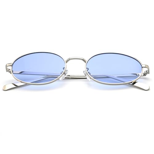 Image of Retro Oval Sunglasses for Women Men Trendy Gold Sun Glasses Vintage Metal Frame Shades