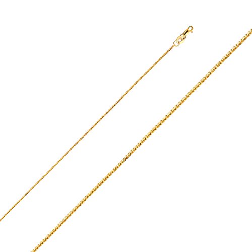 Tgdj 14K Yellow Or White Or Rose/Pink Gold Solid 0.8Mm Diamond Cut Braided Square Wheat Chain Necklace With Lobster Claw Clasp (Yellow, 20) #TOP19