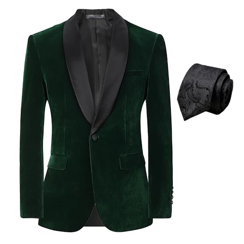 Mens Velvet Suit Jacket Tuxedo Blazer Slim Fit Shawl Lapel Black Tie and Dark Pattern for Prom Wedding Business Dinner
