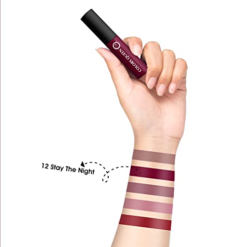 Image of Colors Queen Mellow Matte Lip Cream, Long Wear Liquid Matte Lipstick, Velvety Soft Finish, Weightless Formula, Long Lasting Lipstick for Women (12 - Stay the Night)