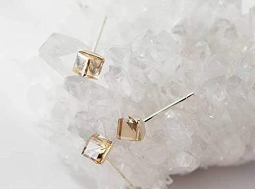 Bijoux d'oreilles argent S925 cube facetté géométrique de haute précision