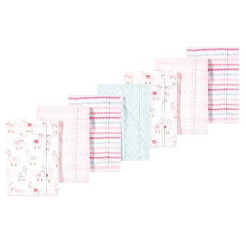 Image of Luvable Friends Hudson Baby Flannel Burp Cloths 7pk, Sweet Llama