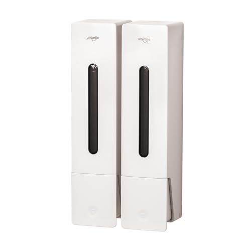 Umimile シャンプーディスペンサー マグネットディスペンサー 大容量 壁掛け 400ml 詰め替えボトル 簡単取り付け 洗面所 浴室などに適用 (2, ベージュ)