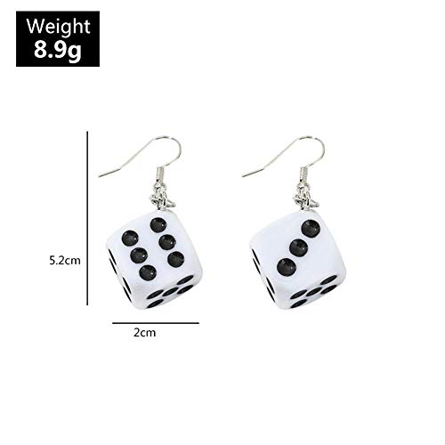 2 Pairs Dice Earring Contracted Sieve Disco Dancing Earrings Punk Resin Black White Cube Dice Casino Drop Earrings Funny Geometric 3D Dice Dangle Earrings for Women Party Jewelry4