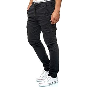 Indicode Hommes Broadwick Pantalon Cargo en Coton avec 6 Poches Black X-Large