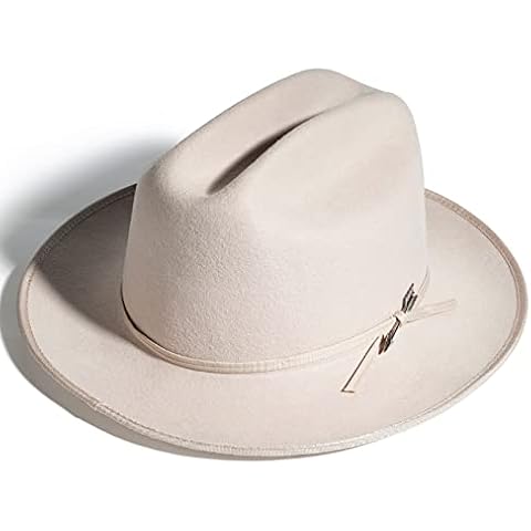 Open Road Hat Cowboy Fedora Hat Pure Wool Felt Hat Vintage Rancher Hat Airway Vented Panama Hats for Men Women Cover