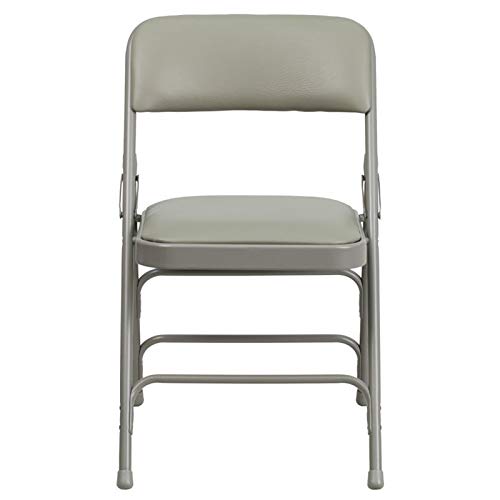 Flash Furniture Hercules Series Curved Triple Braced & Double Hinged Gray Vinyl Metal Folding Chair #TOP3