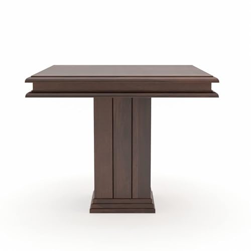 Image of Loonart Solid Sheesham Wood 4-Seater Dining Table Set with Pillar Base| Handcrafted Wooden Dining Furniture with Walnut Finish| Compact Dining Set for Home| Kitchen Or Apartment Use|