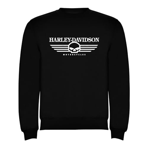 Genérico Felpa classica Harley Logo Nero Uomo Taglie S M L XL XXL Sweatshirt (XL)