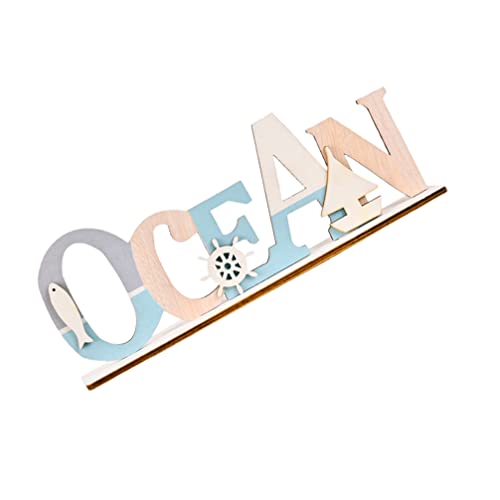 BESTOYARD Nautical Table Sign Desktop Wooden Ocean Signs Mediterranean Decor Wood Beach Theme Centerpiece Coastal Farmhouse Ornament Party Decor