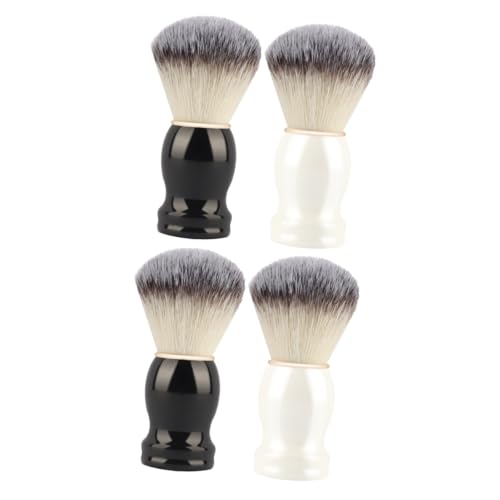 Beatifufu 2sets Beard Shaving Brush Men's Barber Tool Wooden Handle Cleaning Tool Shaving Supplies 2pcs*2