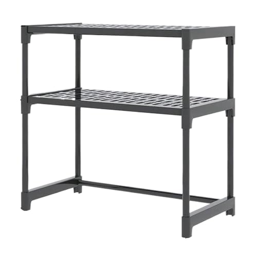 Puerta de carga de microondas - Organizador de electrodomésticos de cocina, estante de almacenamiento de varios niveles | de ollas de ahorro de espacio ajustable, unidad de marco de metal