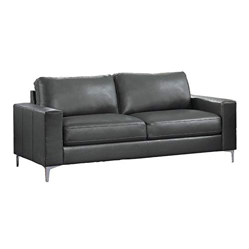 Homelegance Track Arm Sofa With Metal Accent Leg Leather Gel Match, Grey #TOP13