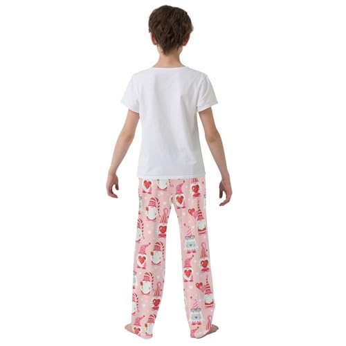 Gnome Rose Flowers Boys Long Pants Soft Trousers Elastic Waist Kids Lounge Bottoms with Pockets S-XL3