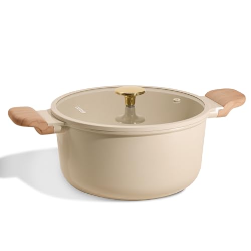 CAROTE 5 Qt Nonstick Stock Pot with Lid Soup Pot, Ceramic 5 Quart Casserole with Lid, Easy to Clean...