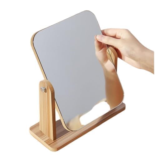 Bamboo Tabletop Vanity Mirror Adjustable Freestanding Wooden Makeup Mirror Double Sided Rotating Desktop Dressing Mirror for Bedroom Bathroom Office Dressing Table Cosmetic Grooming Home Decor-picture-41