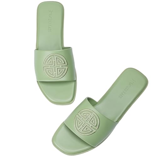 Stratuxx Kaze Womens Dressy Flat Sandals Memory Foam Comfy Slide for Summer