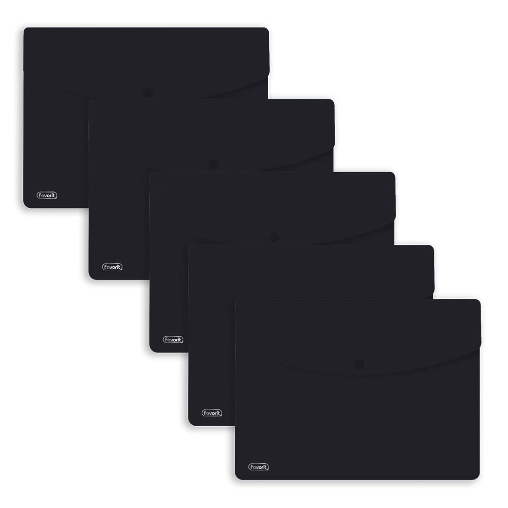 Favorit Sprint A4 Polypropylene, Matte, Pack of 5, Black