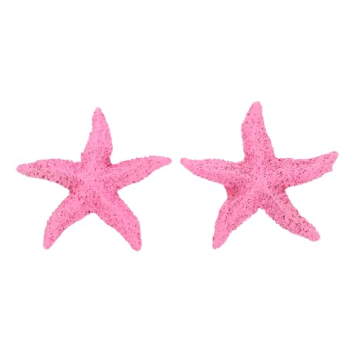 ifundom Adorno para Peceras 2 Piezas Estrella de Mar Rosa de Resina Ecológica para Decoración de Acuarios y Paisajismo Marino, Adecuado para Decoración de Mesa y Acuarios Pequeños