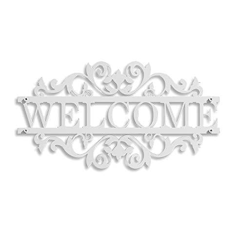 Baupor Welcome Sign- Elegant Design 14''x8'' Welcome Sign For Front Door,Black Metal Wall Art for Home Decorations, Outdoor Decor, Home Decor Clearance Farmhouse Decor, Front Porch Decor Cover