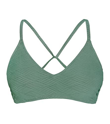 Image of CUPSHE Womens V Neck Textured Bikini Top Crssback Swimsuit | Self Tie,Soft Removable Cups,Spaghetti Straps,Flattering Bathing Suit For Vacation And Beach