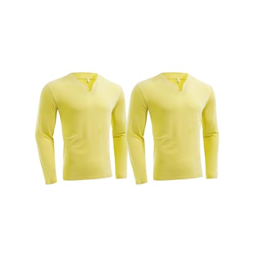 T-shirt running homme manche longue maillot jaune pour entraînement gym en salle