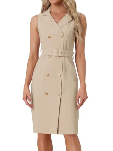 Image of Allegra K Womens Blazer Dress Sleeveless Button Down Business Work Dresses