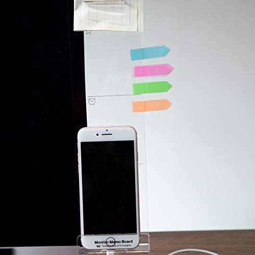 Monitor Memo Board 3pcs Computer Message Sticky Note Holder with Pen Pencil Holder Phone Pad Charge Panel Left Right Bottom Side for Office Home Desk Organizer + Sticky Notes + Colored Tabs - Thumbnail 7