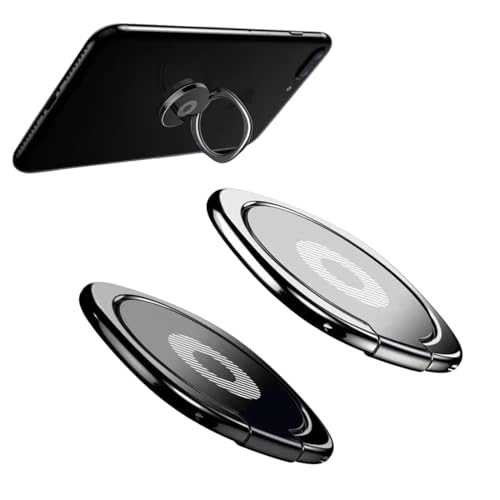 2 Pièces Anneau Telephone Portable en Métal, Anneau de Support pour téléphone Portable réglable à 360°, Bague Telephone Portable 3 mm Ultra-Mince pour Tous Les Smartphones (B)