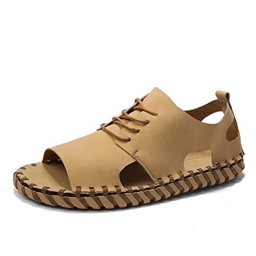 YMGSCC Sandals Men's Non-Slip Shoes Men's Comfortable Sandals Beach Non-Slip Soft Men's Shoes(Beige,42 Code)