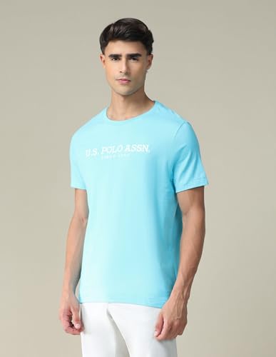 Image of U.S. Polo ASSN. Knitted Slim Fit Cotton T-Shirts for Men - Breathable & Comfortable, Half Sleeves Mens Casual T Shirts