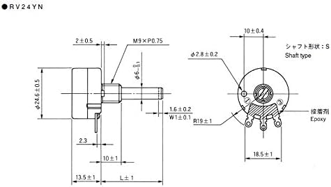 Taiss/2pcs RV24YN20S Potentiometer 100 ohm Single Turn Carbon Film Rotary Taper Potentiometer Used for Inverter speed regulation. Motor speed control + 2pcs A03 knob + 2pcs dials (B101 100 ohm)