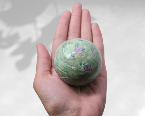 Image of Certified Ruby Fuchsite Crystal Ball for Meditation - Premium Crystal Vastu Items for Home and Feng Shui Items for Good Luck - Ideal for Pooja Supplies and Spiritual Practices (2.5 inch Inch)