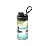 Tranquil Lakes - Botella de acero inoxidable aislada de 340.2 g con tapa con popote para viajes y uso deportivo