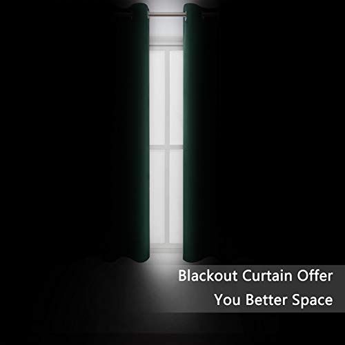Image of LEMOMO Dark Green Thermal Blackout Curtains /42 x 72 Inch /Set of 2 Panels Room Darkening Curtains for Bedroom