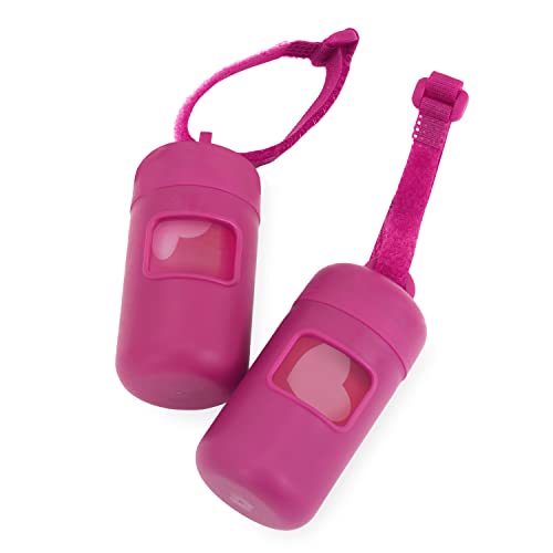 Image of Best Pet Supplies Dog Poop Bag Holder Leash Attachment Reusable Dispenser for Travel, Walking, Park, and Outdoor Use, Durable with Clip-On - Fuchsia, Pack of 2