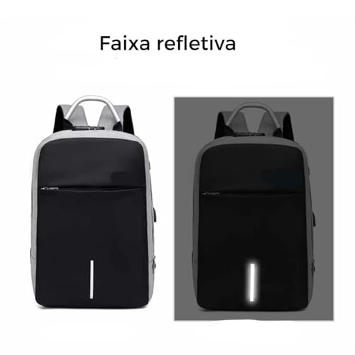 Mochila de Microfibra com Porta USB para Recarga de Laptop, Tablet, Celular, MP3, Fones e Mais ((Ver