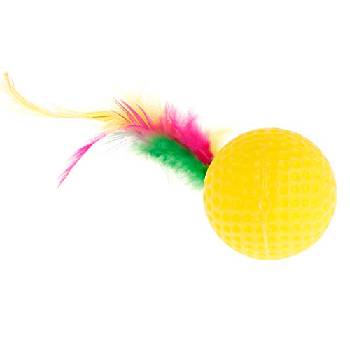 yhdcc44 Cat Golf Ball Feather Colorful Toys, Squeaky Chew Play Intelligent Interactive Funny Pet Dog Puppy Kitten Supplies - Image 7