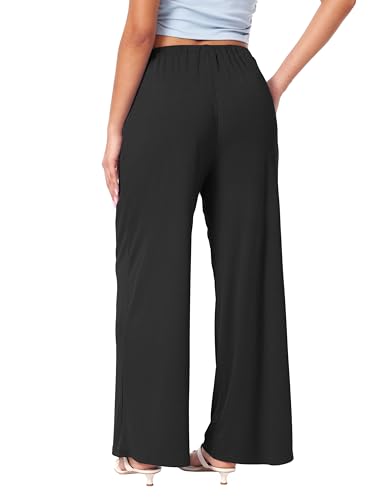 Image of CIDER Palazzo Pants for Women Wide Leg Flowy Pants with Pockets Elastic Mid Waist Summer Beach Vacation Outfits Lightweight