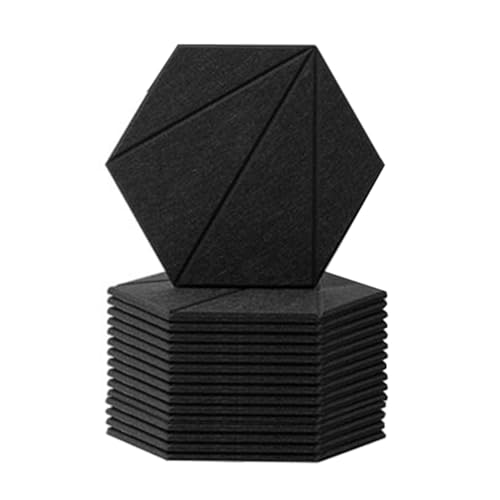 Steowsey Paquete de 16 paneles acústicos autoadhesivos, paneles de espuma a prueba de sonido, paneles de pared insonorizados de alta densidad, fáciles de instalar, fáciles de usar, color negro, 12 x
