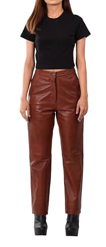 Decrum Real Leather Pants for Women - Comfortable Trendy Womens Lambskin Bottoms2