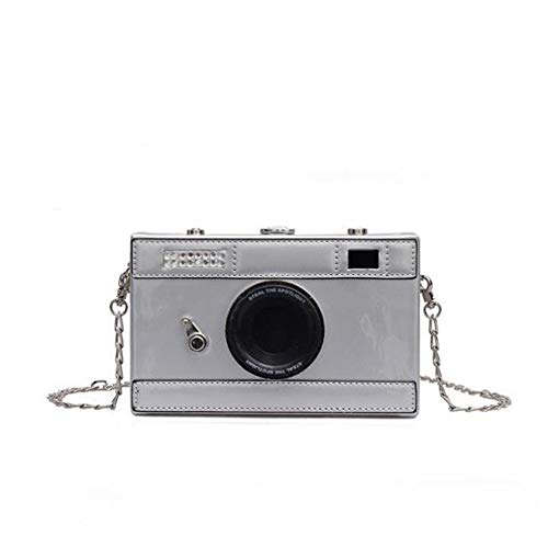 Women's PU Camera Shaped Snapshot Casual Cross Body Wallet Shoulder Handbag Purse (silver) Medium