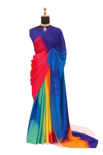 Firozi Bright Moss Printed Poly Crepe Saree with Satin Patta Border_Melody__Multicolour2_23$-picture-51