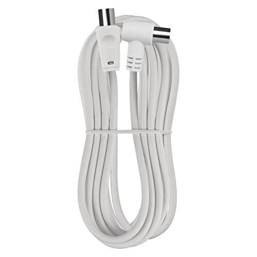EMOS Antennenkabel, Koaxialkabel, Fernsehkabel 5 m, Koax-Kabel für Digitales Fernsehen, TV, Receiver, SAT, doppelt abgeschirmt, gerader Koax-Stecker auf gewinkelte Koax-Buchse (90° Grad)