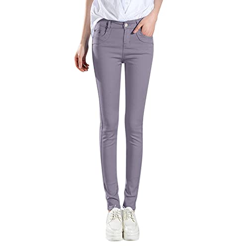Jean legging taille haute violet moulant pour galber la silhouette sans serrer