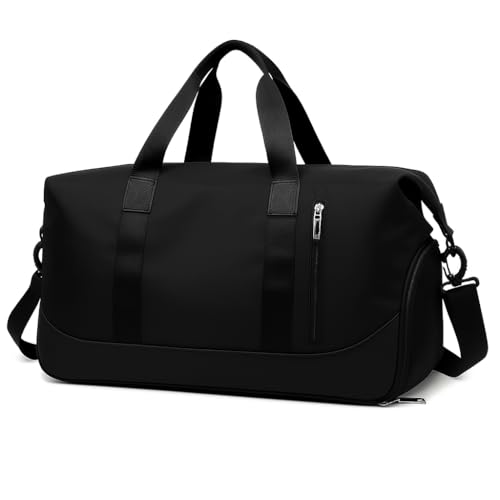 Bolsa de Viagem Esportiva, Mala de Mão com Alça Transversal, Grande Capacidade para Academia e Viagens (Preto)