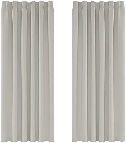 Amazon Brand  Umi Pencil Pleat Solid Thermal Insulated Energy Saving Blackout Curtains 46 x 54 Inch Light Beige 2 Panels